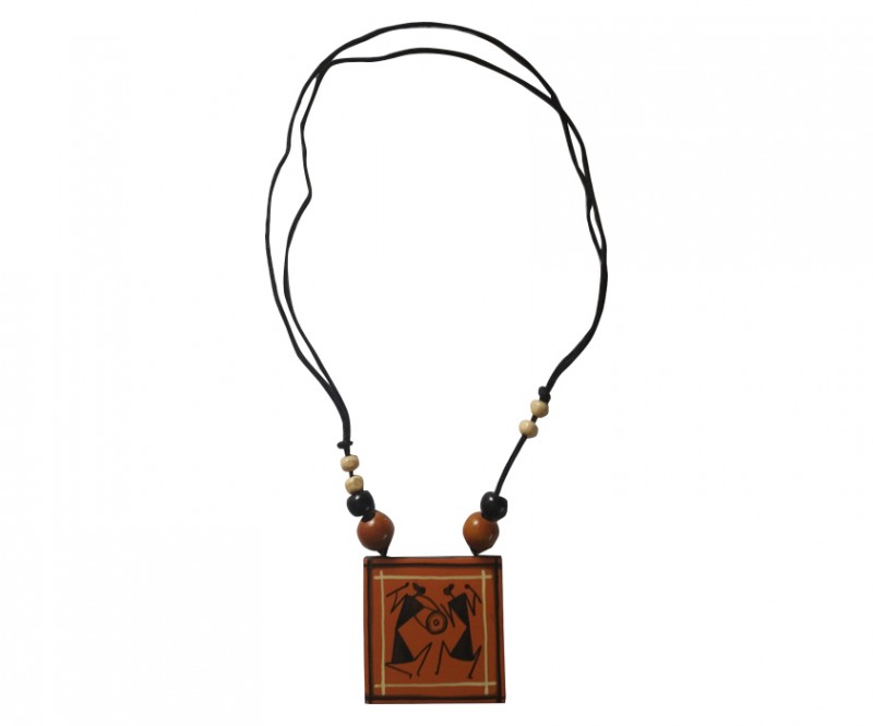 Warli Square Handcrafted Bamboo Made Chain with Painted Warli Design